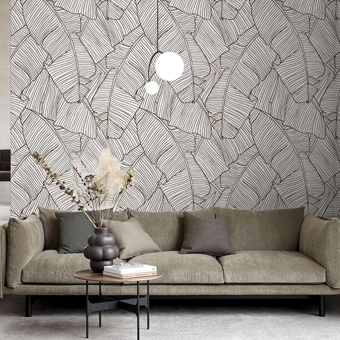 Banana Leaves Peel and Stick Wall Mural for Bedroom | 92"x125", Large Urban Funky Wallpaper, Removable Leather Textured & Water-Resistant, Hallway Old Wall Makeover - Image 7