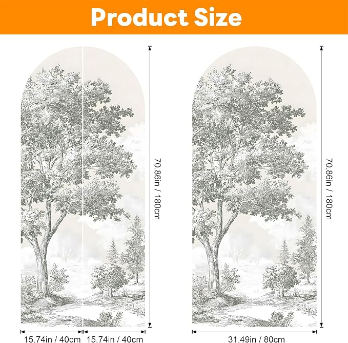 Arch Wall Decals Peel and Stick, Large Wall Stickers, Removable Home Decor Art Wallpaper for Bedroom Living Room 71'' × 31.7'' (Pine) - Image 2