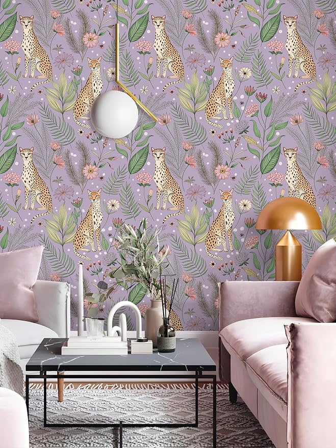 Floralplus Wallpaper Peel and Stick Removable Tropical Animal Wallpaper | Cheetah Wallpapers,Renter Friendly Textured Stick On Contact Paper for Bedroom 17.5 x 118 in - Image 9