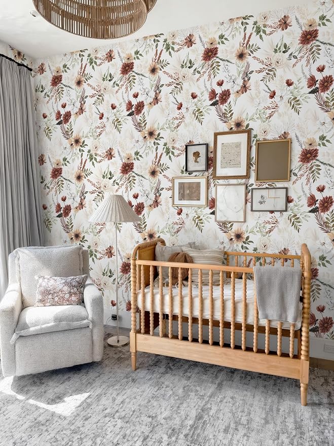 Dimoon 17.3''x393'' Floral Peel and Stick Wallpaper Vintage Beige Antique Contact Paper Bathroom Village Country Cottage Wallpaper Farmhouse Renter Friendly Geometry Waterproof Kitchen Bedroom Vinyl - Image 9
