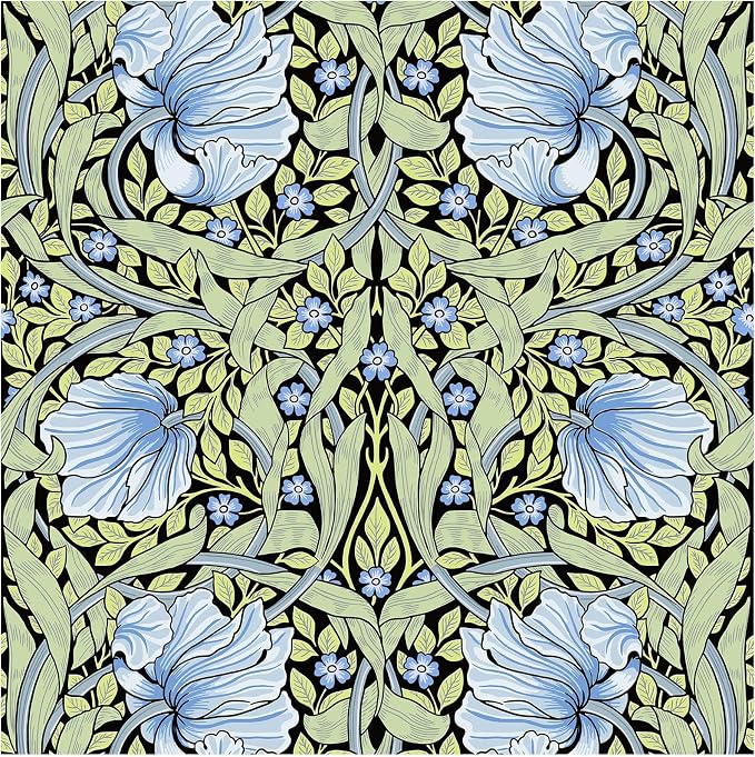 HAOKHOME William Morris Peel and Stick Wallpaper Floral Blue Wall Paper | Textured Renter Friendly Removable Wall Paper Vintage Botanical Vine Bathroom Bedroom Stick on Contact Paper 17.3in x 9.8ft by HAOKHOME
