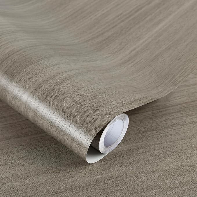 Abyssaly Peel and Stick Wallpaper Grey Wood Contact Paper Decorative Self-Adhesive Film for Surfaces Easy to Clean Thickening for Kitchen Cabinets Decor 15.7 in X 393 in by Abyssaly