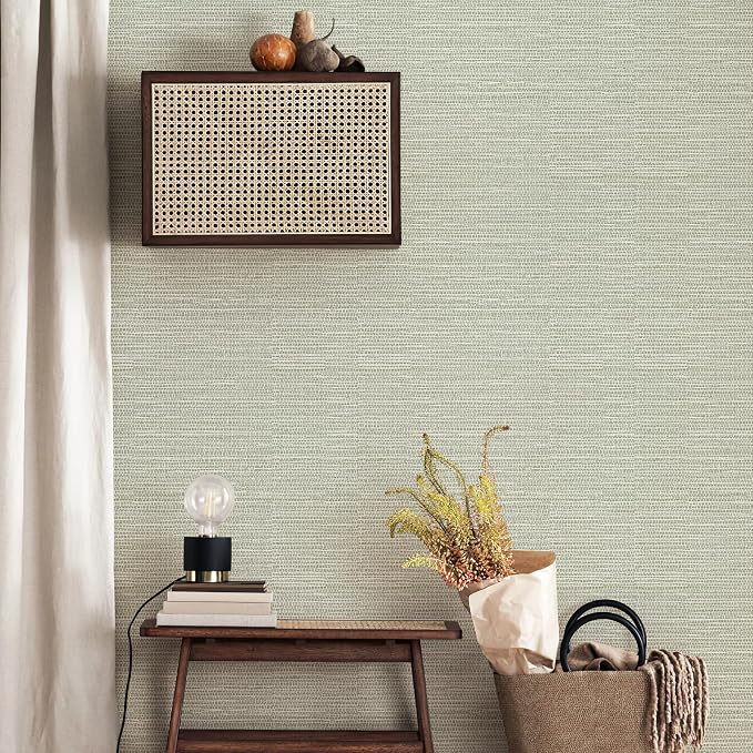 Simon&Siff Textured Grasscloth Peel and Stick Wallpaper 17.7"x118" Neutral Faux Grassweave Wallpaper Waterproof Self Adhesive Removable Wallpaper Mural for Home Decor Bedroom Kitchen Cabinet - Image 2