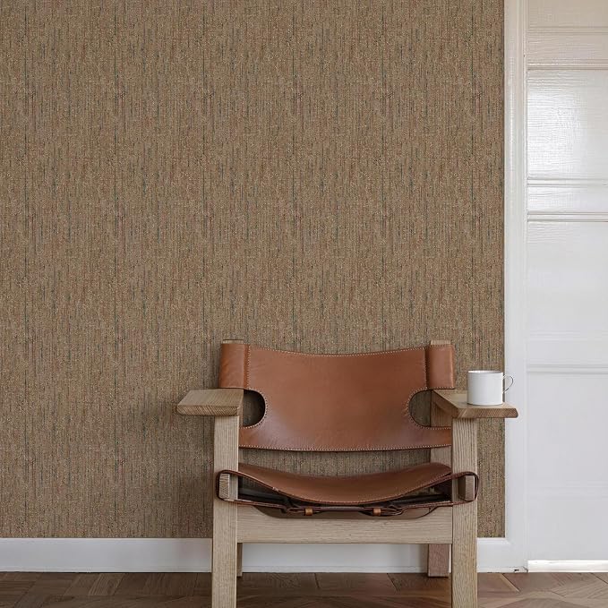 JiffDiff Woven Wallpaper Peel and Stick 17.3" x 400" Colorful Paint Grasscloth Contact Paper Textured Waterproof Self Adhesive Stick on Wallpaper(48 sq. ft Coffee) - Image 5