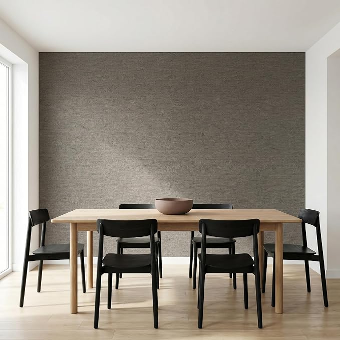 WADILE Grasscloth Peel and Stick Wallpaper 15.7in x 78.7in, Textured Contact Paper for Cabinets, Faux Linen Wall Paper Pull and Stick, Fabric Vinyl Wallpaper Self Adhesive Brown Gray | Textured contact paper, Faux linen, Vinyl material, Cabinets, Self ... - Image 3