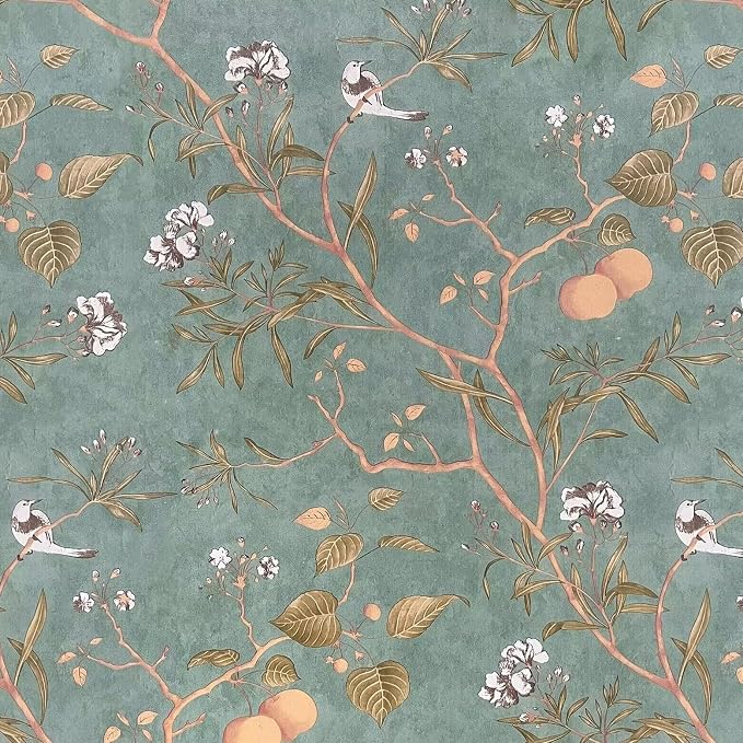 Laatse Vintage Leaf Wallpaper Peel and Stick 17.5" x 78.7", Sage Green | Self Adhesive/Removable/Waterproof/Thick Vinyl Contact Paper for Bathroom Bedroom Shelf Cabinet Drawer,Prepasted,Easy Peel by Laatse
