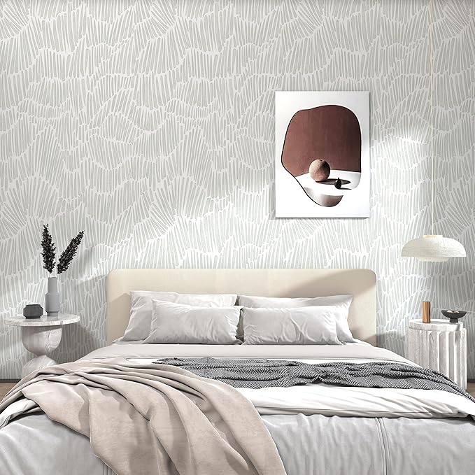 Theper Green Peel and Stick Wallpaper Modern Striped Wallpaper 17.3"×197" | Boho Self Adhesive Removable Wallpapers for Bedroom Waterproof Wall Paper Vinyl White and Green Contact Paper for Cabinets - Image 5