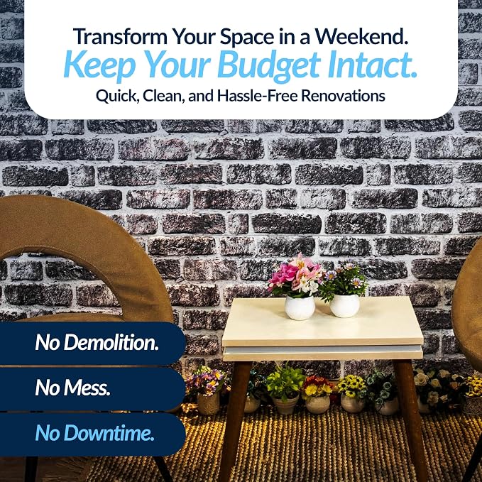 Dundee Deco 3D Wall Panels Faux Brick - Cladding, Charcoal White Stone Look Wall Paneling, Styrofoam Facing for Living Room, Kitchen, Bathroom, Balcony, Bedroom, Set of 5, Covers 27 sq ft - Image 3