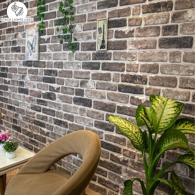Dundee Deco 3D Wall Panels Faux Brick - Cladding, Grey Black Stone Look Wall Paneling, Styrofoam Facing for Living Room, Kitchen, Bathroom, Balcony, Bedroom, Set of 5, Covers 27 sq ft - Image 4