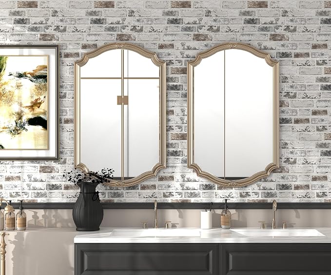 PeonyQueen Brick Peel and Stick Wallpaper 17.3"x197" 3D Brick Wallpaper | Self Adhesive Removable Wallpaper Grey and White Textured Vintage Contact Paper for Fireplace Kitchen Home Decoration Vinyl - Image 5