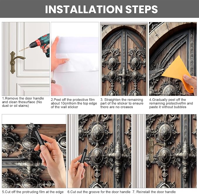 3D Door Stickers, Peel and Stick Wallpaper ，Self-Adhesive Mural PVC Waterproof Wall Poster for Home Decor 30.3" W x 78.7" H - Image 5