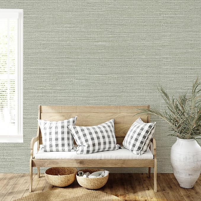 JiffDiff Grasscloth Wallpaper Peel and Stick Cream Grassweave Stick on Wallpaper Textured Self Adhesive Wall Paper Contact Paper 787" x 17.3" - Image 6