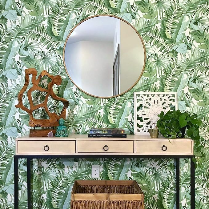 NuWallpaper Maui Peel and Stick Wallpaper, Green Tropical Leaf Removable Contact Paper for Walls, Self Adhesive Wall Covering for Bedroom Living Room Accent Wall - Image 8