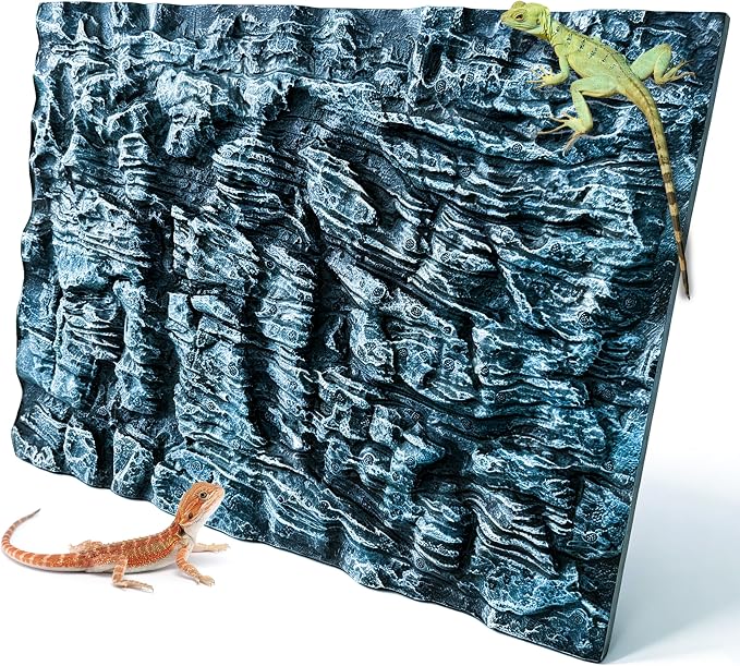 23.6x17.7in Rock Terrarium Background,3D Reptile Tank Background Board,Amphibian Stereo Backdrop Wall,Lizard Snake Gecko Spider Turtle Fish pet silo Background Decorative Panel(Blue) by Sysmashing