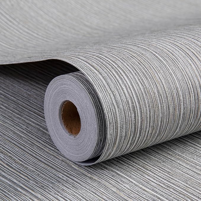 Haimin Grasscloth Wallpaper Textured 24in X 393in Fabric Contact Paper Brown Wall Paper Textured Linen Wallpaper Peel and Stick Self-Adhesive Thick Vinyl Embossed Film Wallpaper (Gray Brown) | Brown Wall Covering Linen Peel and Stick Self-Adhesive Thic... by HaiminHomeDecorWallpaper