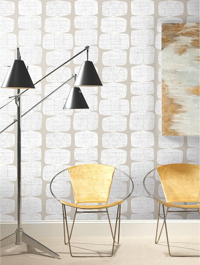 RoomMates RMK12347PL Mid-Century Beads Peel and Stick Wallpaper, Tan, White - Image 8