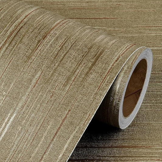 Livelynine 15.8x394 Luxury Gold Textured Wallpaper Peel and Stick Grass Cloth Wallpaper Rolls for Bathroom Kitchen Retro Accent Wall Decor Living Room Modern Removable Vintage Contact Paper for Walls by Livelynine