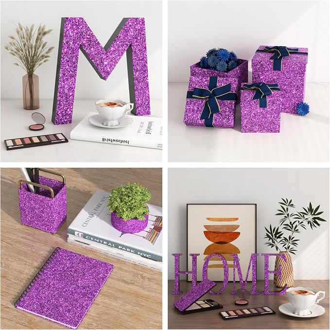 FunStick Violet Purple Glitter Wallpaper Border Peel and Stick Wall Border Trim Removable Room Mirror Border Peel and Stick Purple Glitter Contact Paper for Walls Decor Bulletin Board Fabric 3.9"x200" - Image 3