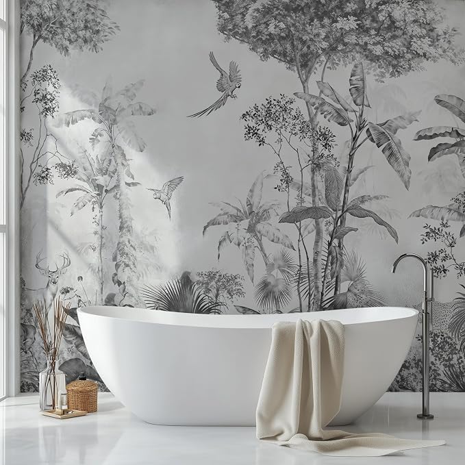 Vintage Tropical Botanical Peel and Stick Wall Mural, Canvas Wallpaper | Large Removable Woodland Mural for Living Room Bedroom Office Home Decor and Accent Walls in Multiple Standard Sizes - Image 3