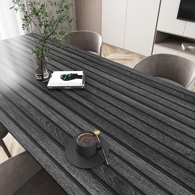 VEELIKE Charcoal Black Wood Slat Peel and Stick Wallpaper 24''x118'' Modern Wood Panel Look Contact Paper Waterproof Self Adhesive Slat Vinyl Wall Covering for Living Room Bedroom Office Accent Walls - Image 7