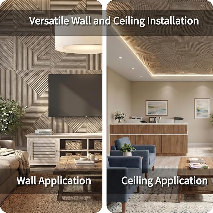 Faux Wood 3D Wall Panels, Wood Grain, Waterproof PVC, Natural Oak | 19.7x19.7 Inch, 12 Pack Covers 32.4 Sq Ft, Decorative Wood Tiles Texture, Fire Resistant, Lightweight Modern Accent Decor - Image 12