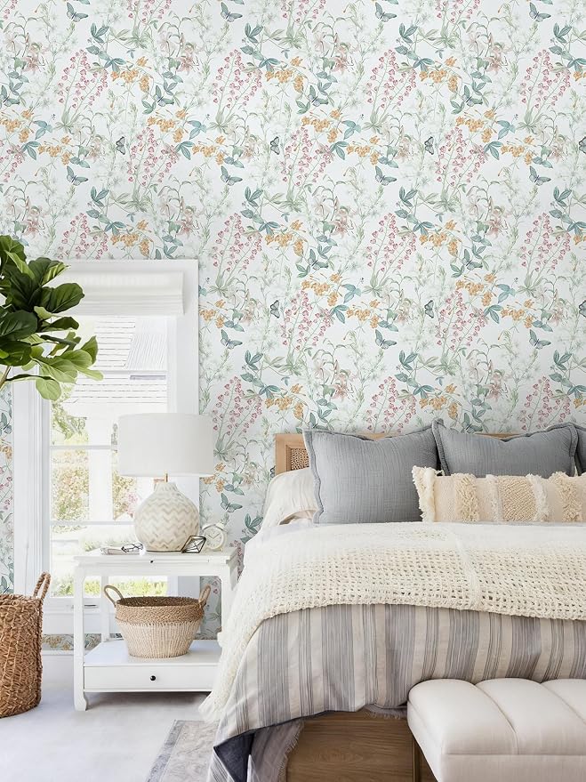 Dimoon 78.7"x17.3" Floral Wallpaper Peel and Stick Wallpaper Blue reen Boho Contact Paper Botanical Wildflower Morden Cottage Renter riendly Bathroom Boho Flower Kitchen Self dhesive Vinyl Roll - Image 6