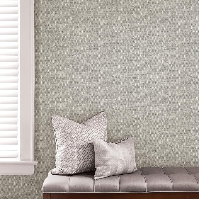 NuWallpaper Poplin Texture Peel and Stick Wallpaper, Grey, Textured Removable Wallpaper, 20.5 in x 18 ft - Image 2