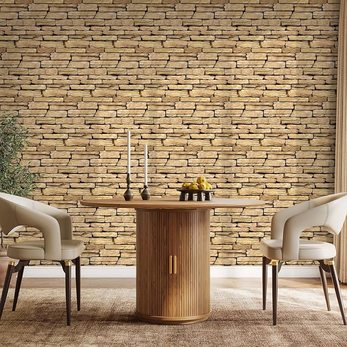 COMSTICKC 3D Peel and Stick Faux Stone Wall Panels for Quick DIY Wall Decor | Brown, 10 Pcs 11.8" x 11.8", Not Real Stone, Lightweight Thin PVC Decorative Tiles Wall Sticker Wallpaper, Cover 9.7 sq ft - Image 7