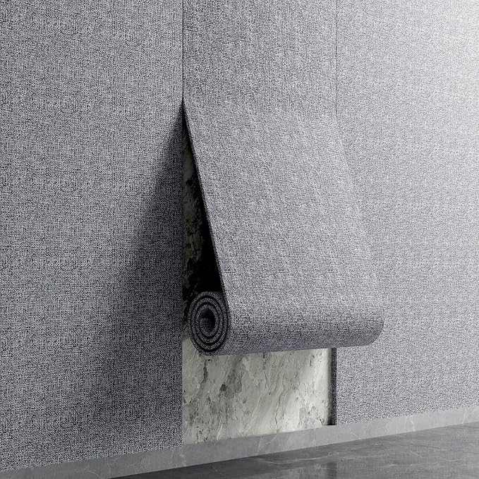 Yutianli 3D Wall Panel Peel and Stick Soundproof Foam Linen Wall Cloth Grey 16.7"x118" Self-Adhesive Decorative Wallpaper Anti-Collision Wall Padding by Yutianli