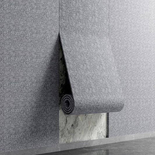 Yutianli 3D Wall Panel Peel and Stick Soundproof Foam Linen Wall Cloth Grey 16.7"x118" Self-Adhesive Decorative Wallpaper Anti-Collision Wall Padding by Yutianli