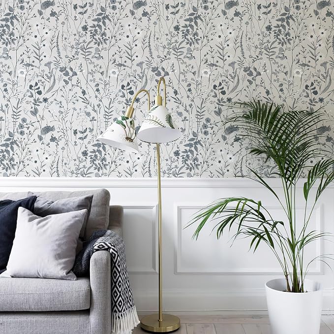 JiffDiff Floral Peel and Stick Wallpaper - Black and White Wall Paper 473" x 17.3" Farm Floral Wildwood Wallpaper Daisy Self Stick Contact Paper Negative Film - Image 7