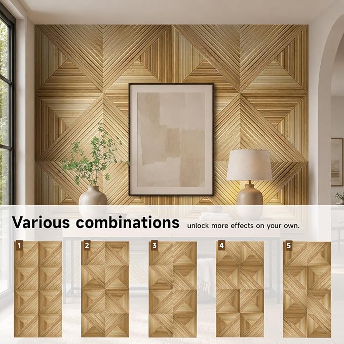 Acoustic Wall Panels, 6-Pack 23.62x23.62 in, Decorative Sound Absorbing Panels, Self-Adhesive for Wall/Ceiling, Noise Reduction Wall Art for Home Studio Office, Natural Oak - Image 7
