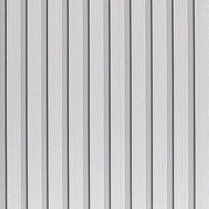 White Wood Slat Wallpaper - Peel & Stick Self-Adhesive (35.4" x 120"), Wood Effect Contact Paper for Walls, Removable DIY Wall Covering for Bedroom, Living Room & Accent Walls by LOVADA