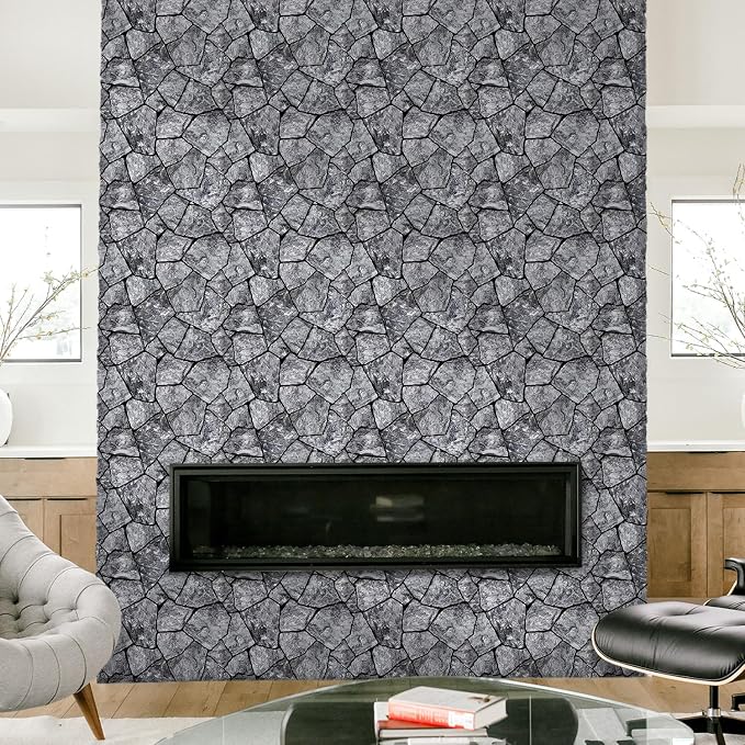 COMSTICKC 3D Peel and Stick Faux Stone Wall Panels for Quick DIY Wall Decor | Dark Gray,10 Pcs 11.8" x 11.8", Not Real Stone, Lightweight Thin PVC Decorative Tiles Wall Sticker Wallpaper, Cover 9.7 sq ft - Image 7