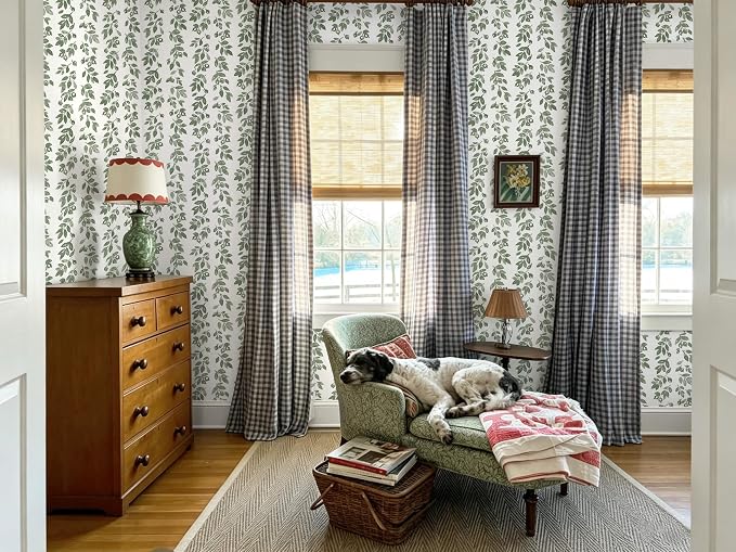 Heroad 17.3''x393'' Green Wallpaper Vintage Peel and Stick Wallpaper Leaf Contact Paper Cottage Core Wall Paper Self Adhesive Removable Wallpaper for Bathroom Bedroom Kitchen Watercolor Decor Vinyl - Image 6