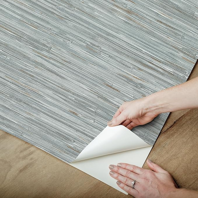 NuWallpaper Multicolor Grassweave Peel and Stick Wallpaper, Multicolor Grassweave Removable Contact Paper for Walls, Self Adhesive Wall Covering for Bedroom Living Room Accent Wall - Image 7