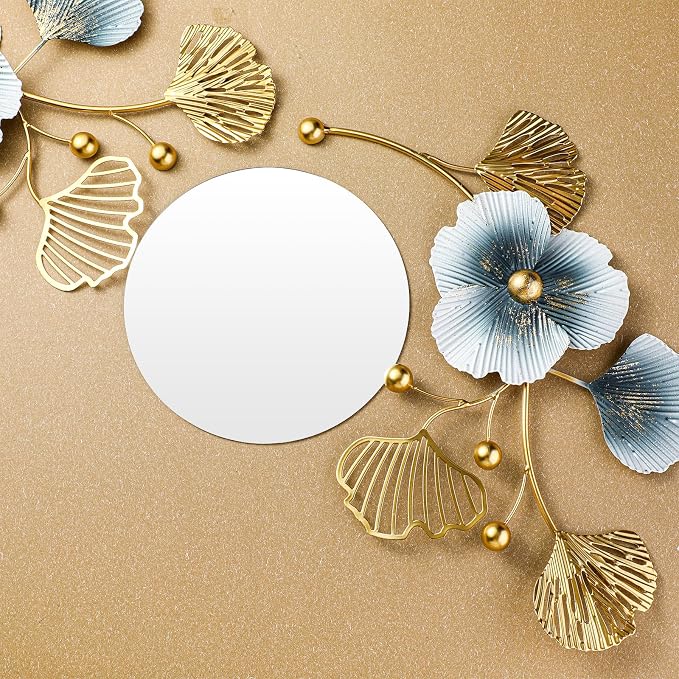 Tandefio 3 Pcs Metal Decorative Wall Mirrors for Living Room Metal Ginkgo Leaf Mirror Modern Creative Wall Decor Art Hanging Decor Mirror for Entrance Bedroom Living Room(Vintage Gold,16.inches) - Image 8