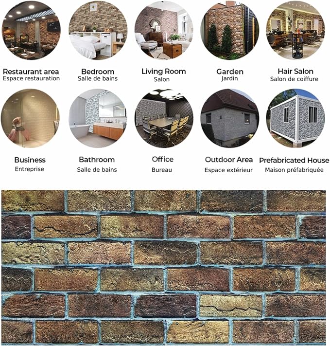 Dundee Deco 3D Wall Panels Faux Brick - Cladding, Brown Beige Stone Look Wall Paneling, Styrofoam Facing for Living Room, Kitchen, Bathroom, Balcony, Bedroom, Sample, Size 10 x 10 in. - Image 6