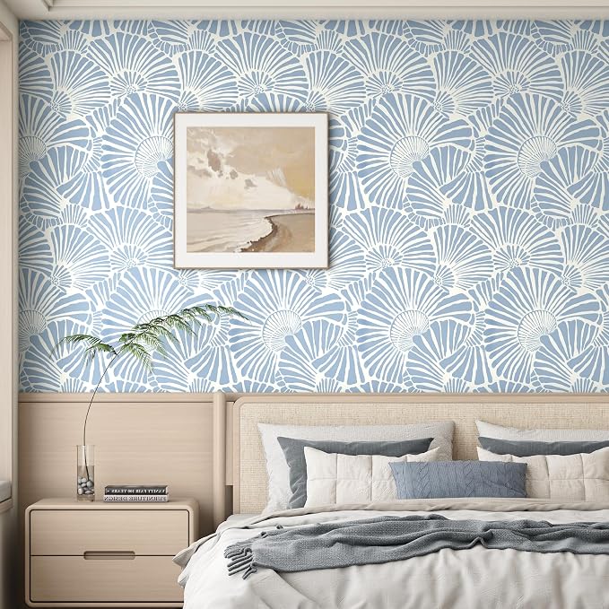 Theper White and Blue Wallpaper Peel and Stick Wallpaper Boho 17.3"×78.8" | Modern Wall Paper Removable Self Adhesive Wallpapers for Bedroom Blue Contact Paper for Cabinets Drawers Shelf Home Vinyl - Image 5