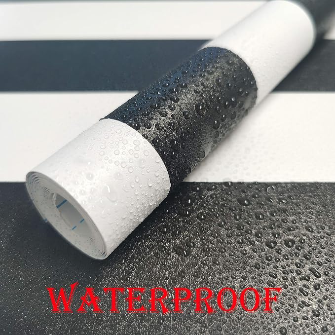 Guvana Striped Peel and Stick Wallpaper Black and White Self-Adhesive Wallpaper 394"x17.7" Removable Contact Paper Waterproof Wall Paper for Livingroom Cabinets Shelves Drawer Liner Decor Vinyl Roll - Image 6