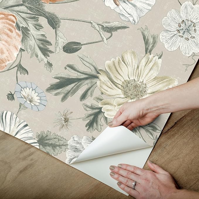 Vintage Poppy Orange Peel and Stick Wallpaper by RoomMates, RMK12811PL - Image 4