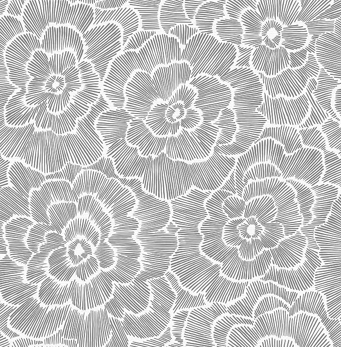 NuWallpaper Charcoal Saraya Peel and Stick Wallpaper, Grey, Removable Wallpaper, Renter-Friendly, 20.5 in x 18 ft by NuWallpaper