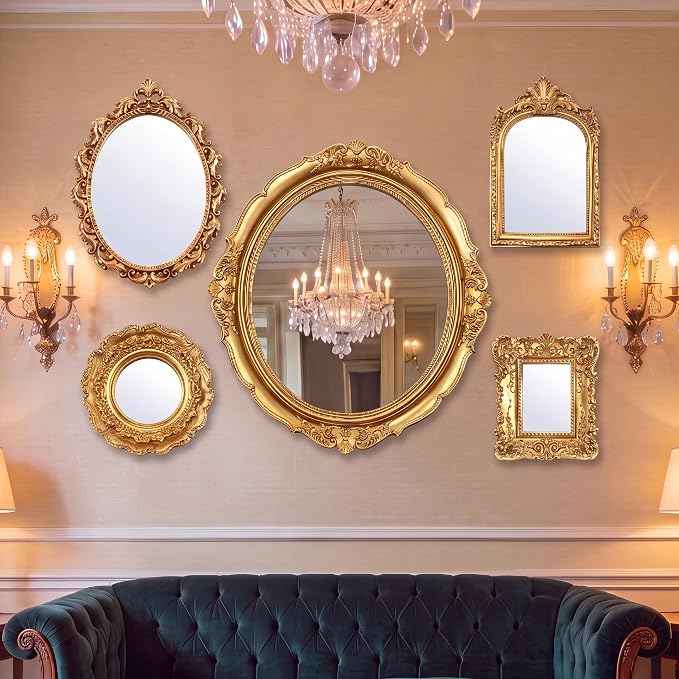 Vintage Mirror Set,15in/7in/6in/4in,Vintage Style,5 Pcs by Unknown