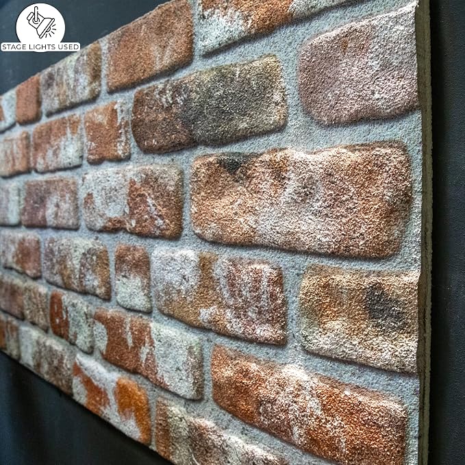 Dundee Deco 3D Wall Panels Faux Brick - Cladding Red Grey Brown Stone Look Wall Paneling, Styrofoam, Sample, Size 10 x 10 in. - Image 6