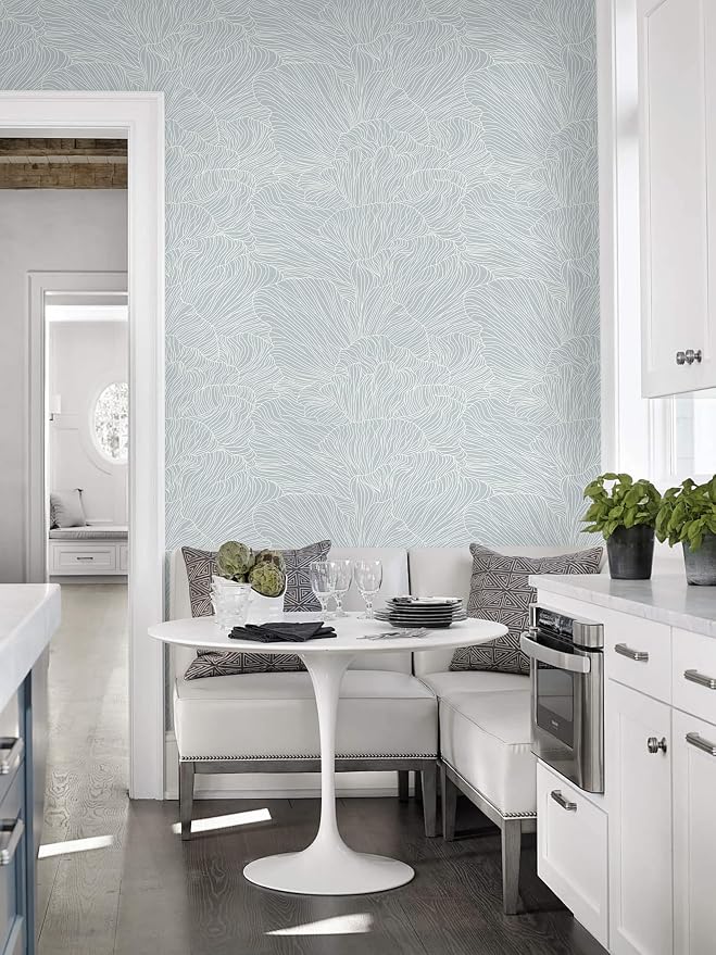 Heroad Blue Peel and Stick Wallpaper Boho Contact Paper 17.3"x196" Striped Wall Paper Modern Removable Self Adhesive Wallpaper for Bathroom Bedroom Cabinet Waterproof Neutral Wall Decor Vinyl Roll - Image 9