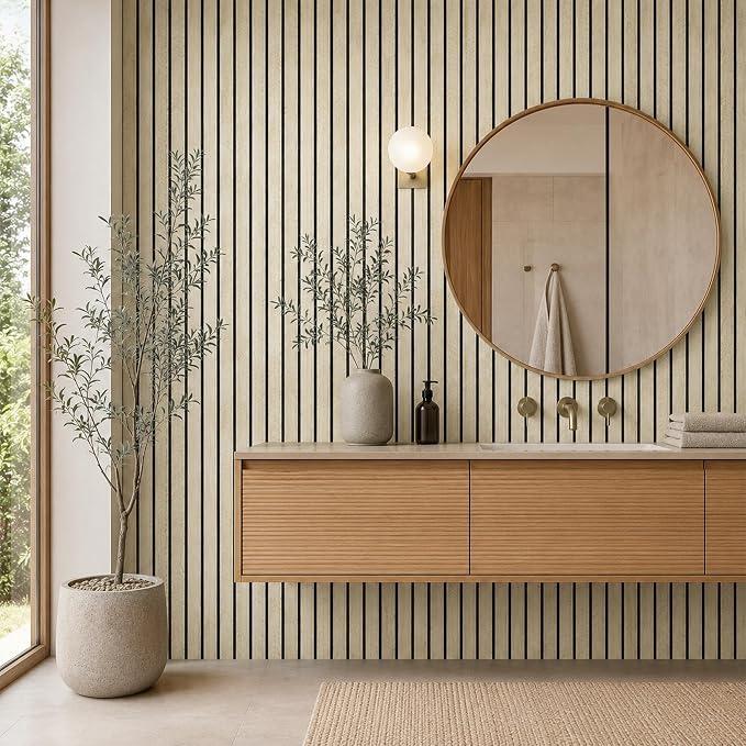 3D Wall Panels, Peel and Stick Wood Grain, 19.7" x 118.1" | Self-adhesive PVC and XPE wall panels with 4.5mm raised wood grain texture for clean, smooth interior walls - Image 2