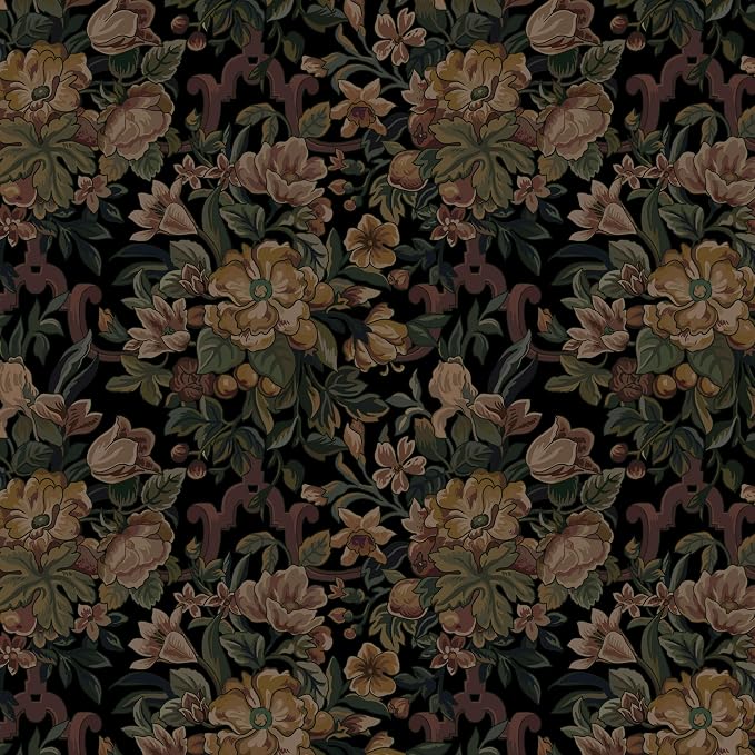 Dimoon Vintage Wallpaper Peel and Stick Archival Dark Green Floral Wallpaper 17.3"x78.7"Flower Leaf Retro Contact Paper for Bedroom Thicken Waterproof Self Adhesive Wall Paper Removable Vinyl Roll by DIYYOURMOON