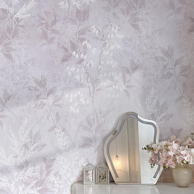 Safiyya Purple Peel and Stick Wallpaper Vintage Botanical Contact Paper Renter Friendly Floral Wallpaper 197''x17.3'' Removable Wall Paper Self-Adhesive for Bathroom Waterproof Vinyl Rolls by SAFIYYA