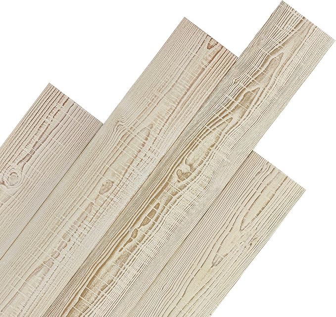 Real Wood Wall Planks-5" White Shiplap Panel Peel and Stick 10Pack 12.5SqFt | 5in wide solid wood shiplap planks-easy DIY wall shiplap panels Perfect for accent wall,backsplash,bedroom, living room by Luxdecor