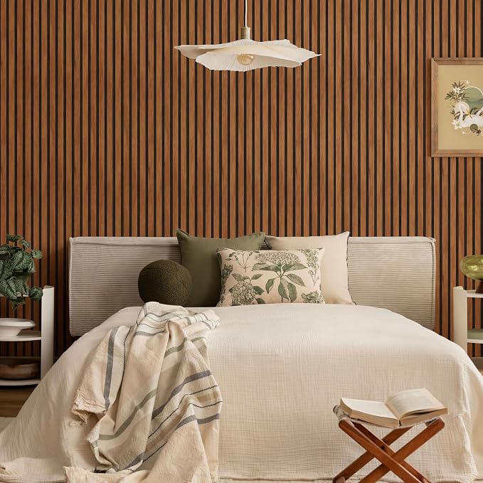Main Street Peel and Stick Wallpaper Sheets, Wood Slat Panel, 12-Pack | 11 x 16 in sheet size; Covers up to 14.67 sq ft; Eco-friendly paper material; No paste or additional adhesive required - Image 6